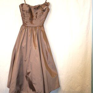 Strapless Taupe Taffeta Gown with Matching Shawl